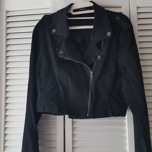 Celebrity Pink cropped moto jacket